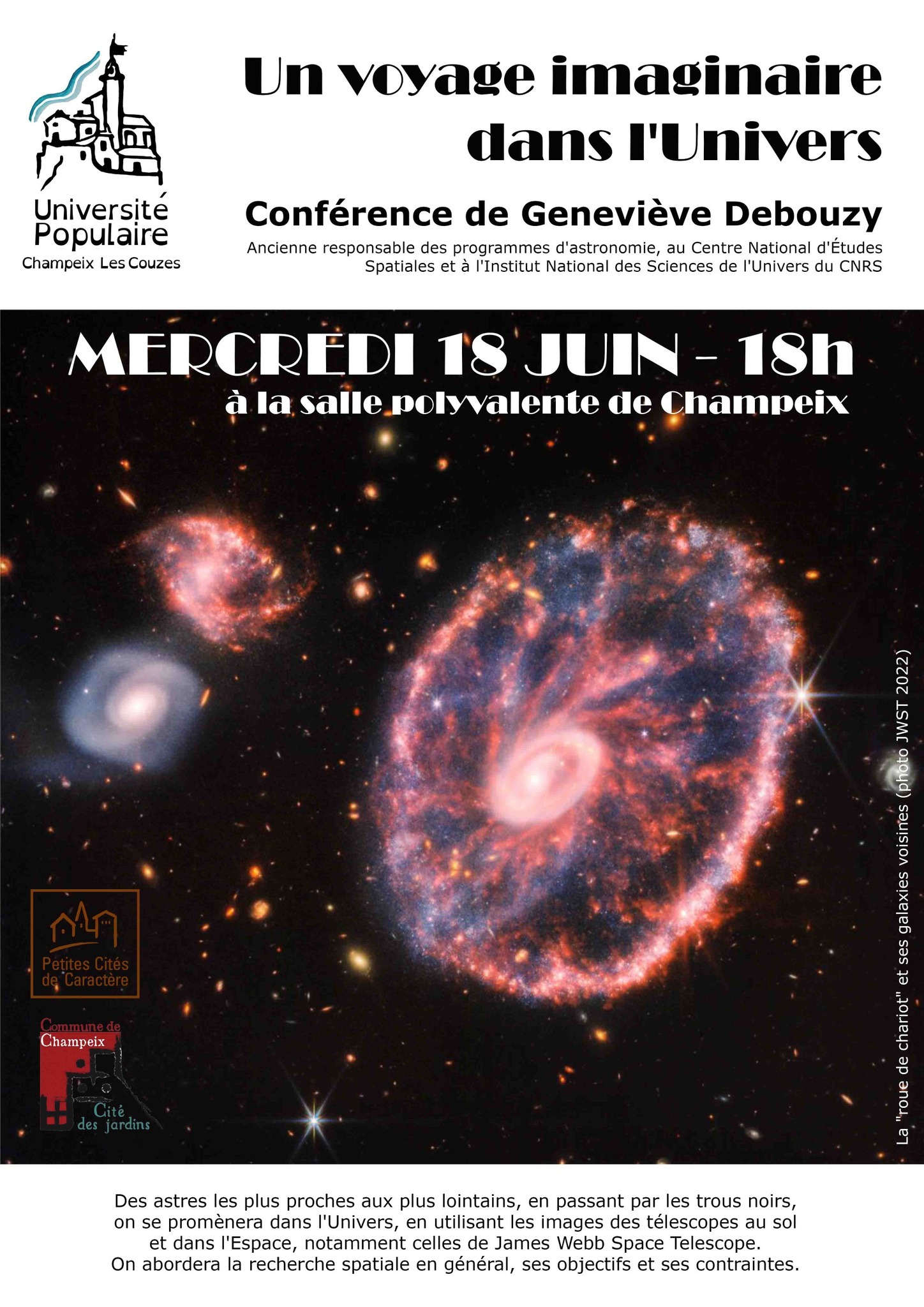 Affiche conférence Un voyage imaginaire dans l’univers